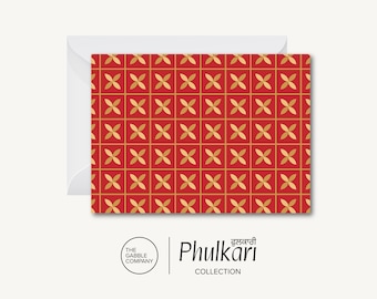 Motif Phulkari [Version H] - Carte de voeux (desi, indienne, pakistanaise, punjabi, sud-asiatique)