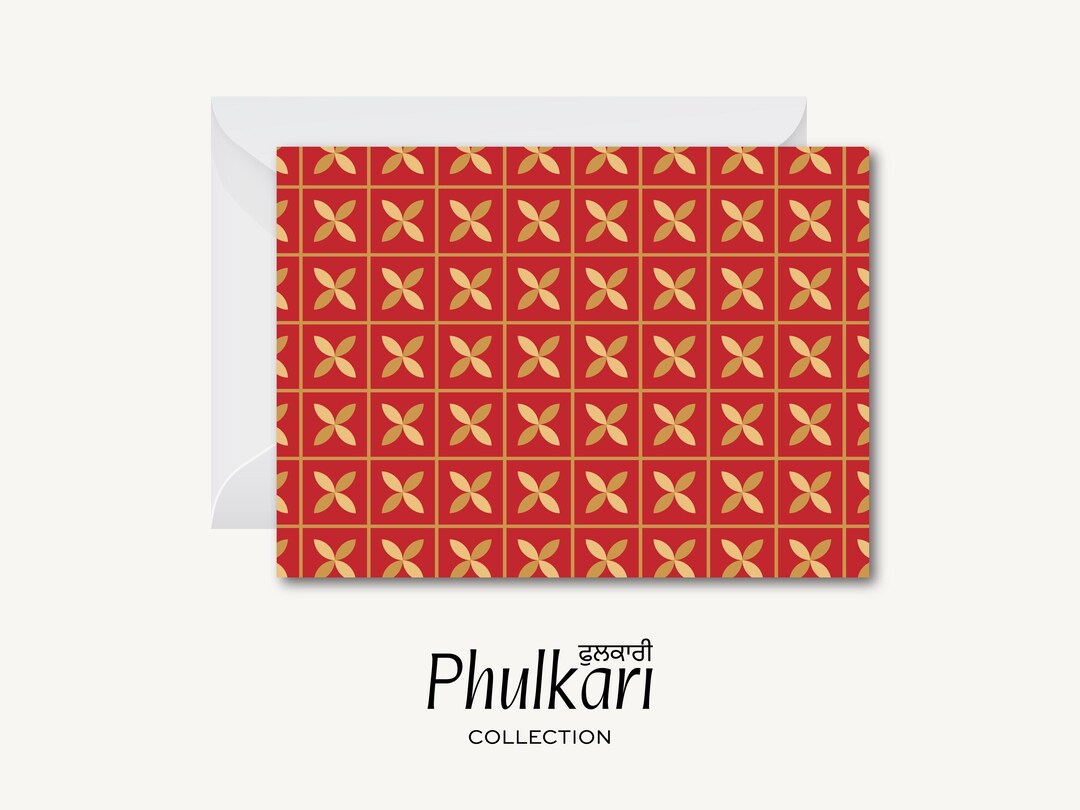 Phulkari Pattern [version H] - Greeting Card (desi, Indian, Pakistani ...