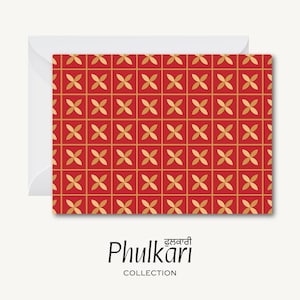 Motif Phulkari [Version H] - Carte de voeux (desi, indienne, pakistanaise, punjabi, sud-asiatique)