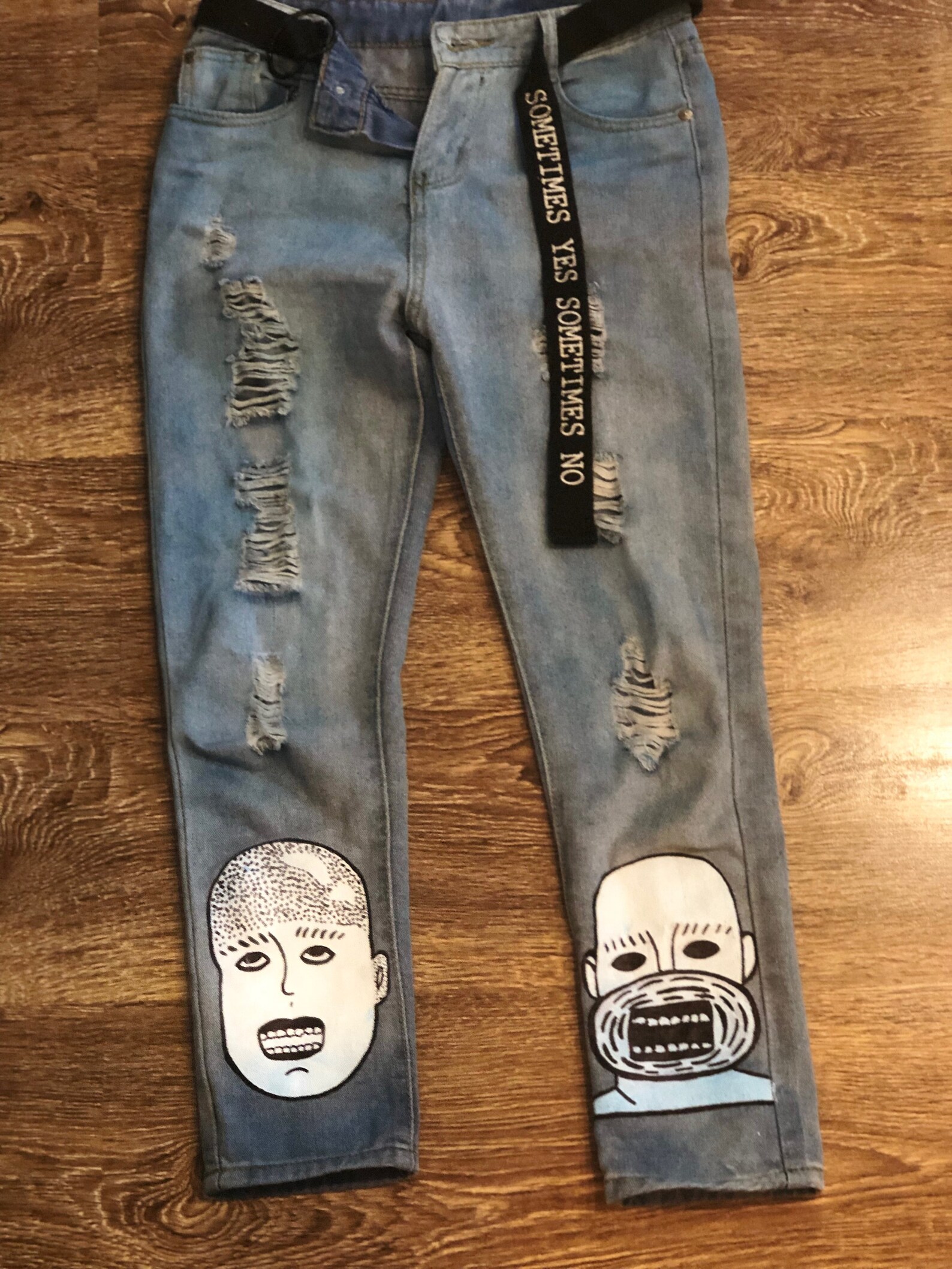 Print Jeans Art Jeans Art Wear Print Wear Streetwear Etsy