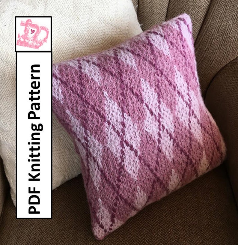 PDF KNITTING PATTERN Knit Pillow Cover Pattern Argyle Etsy UK