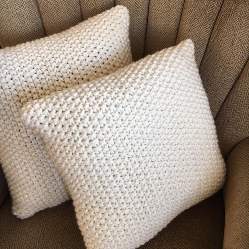 Knit pattern pdf, knit pillow cover pattern, Super Simple Seed Stitch Pillow Cover in 6 sizes PDF KNITTING PATTERN image 2