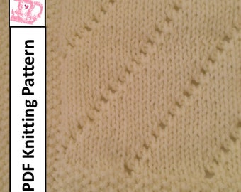 Baby Blanket Knitting Pattern, PDF Knitting Pattern - Easy Eyelet Baby Blanket/throw/afghan 28 x 36