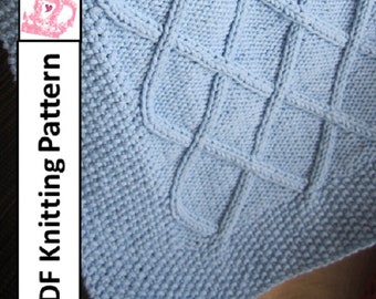 Baby Blanket Knitting Pattern, PDF Knitting Pattern - Diamond Cable Baby Blanket/throw/afghan 28 x 36