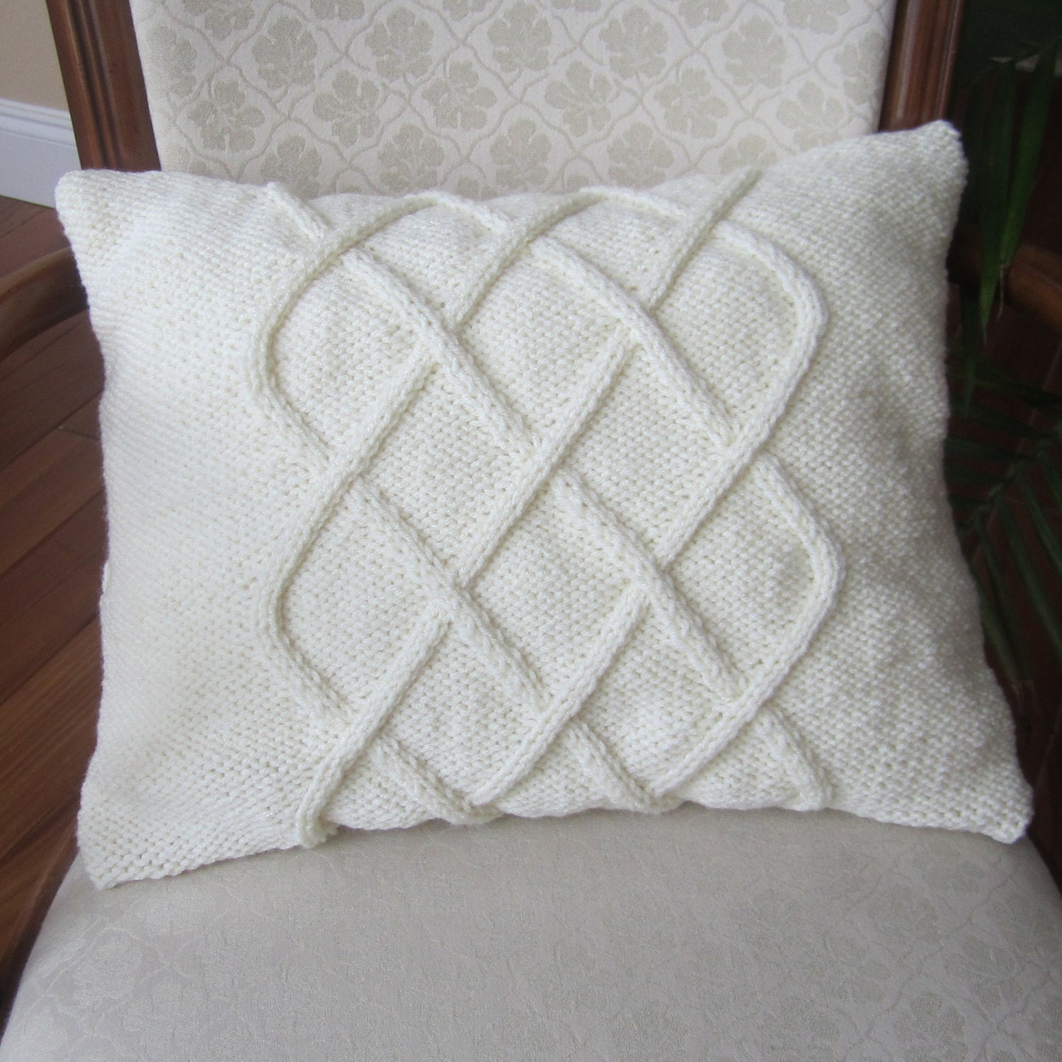 Cable Knit Pillow Cover Knit Pattern Pdf Triple Diamond Etsy UK