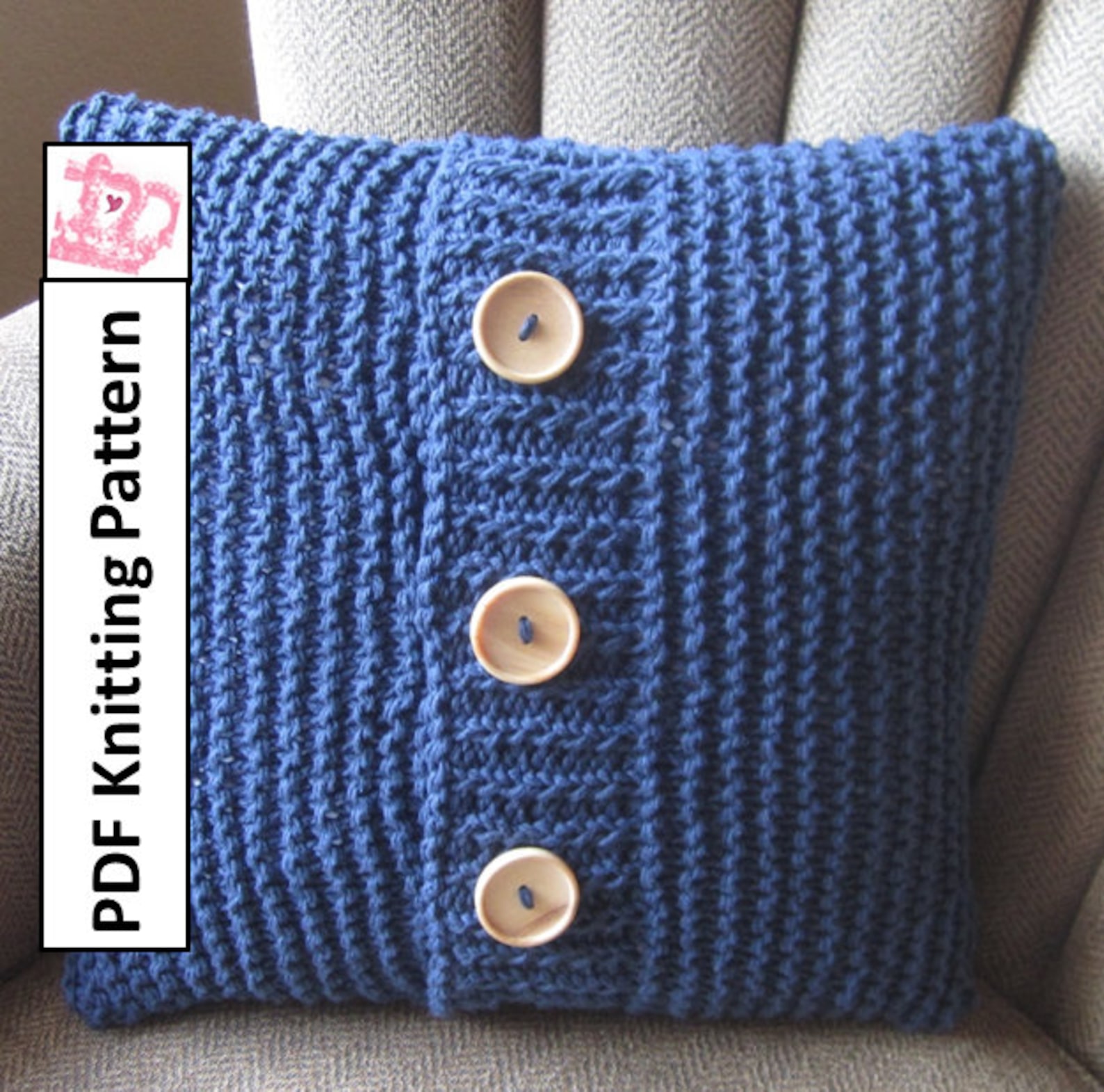 Knit Pattern Pdf Knit Pillow Cover Pattern Super Simple Etsy
