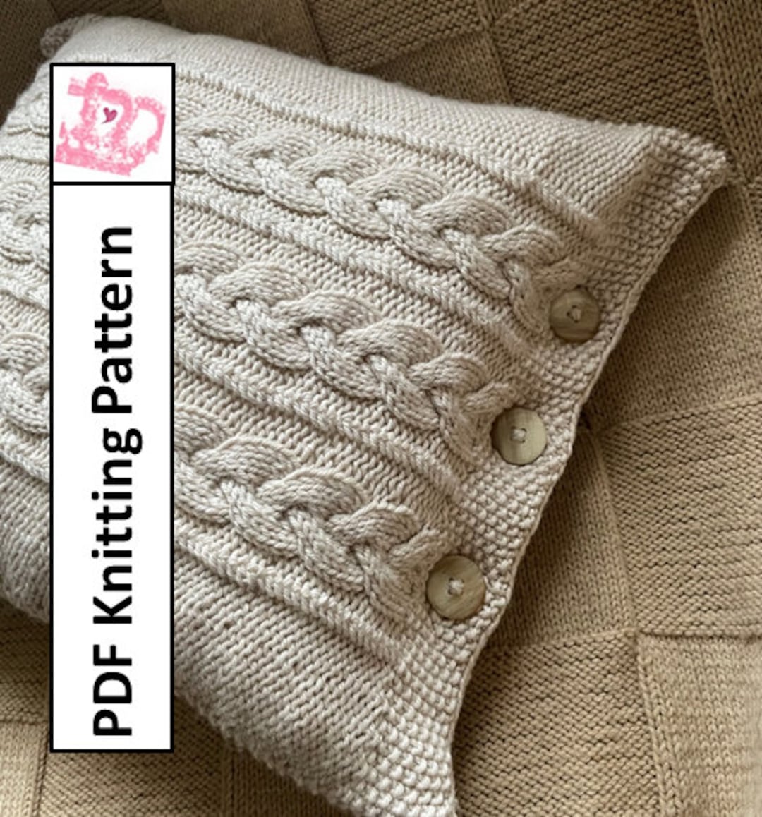 Cable Pillow Knit in the Round, Knit Pattern Pdf, Cable Knit Pillow