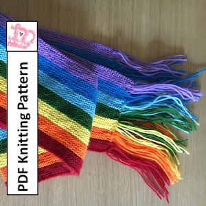 PDF KNITTING PATTERN Rainbow Scarf image 1