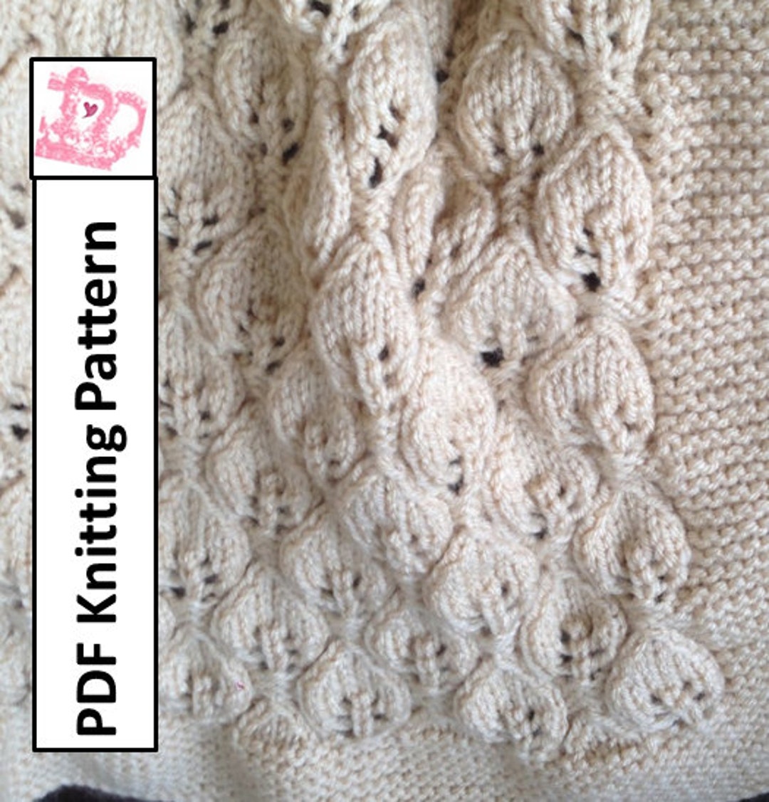 Baby Blanket Knitting Pattern, PDF KNITTING PATTERN Leaves Baby Blanket