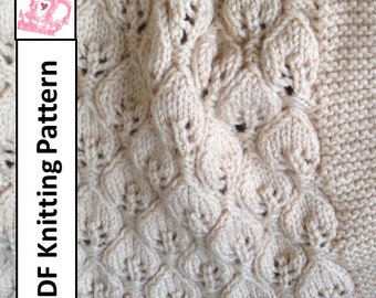 Modello di coperta per neonati con foglie, filato pettinato (modello PDF)