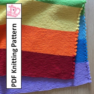 Rainbow Blanket, PDF KNITTING PATTERN, rainbow baby blanket, rainbow knit pattern