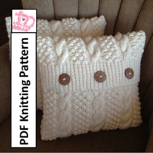 Knit pattern pdf, Cable knit pillow cover pattern, Blackberry Cables in 5 sizes - PDF KNITTING PATTERN