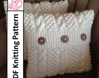 Knit pattern pdf, Cable knit pillow cover pattern, Blackberry Cables in 5 sizes - PDF KNITTING PATTERN