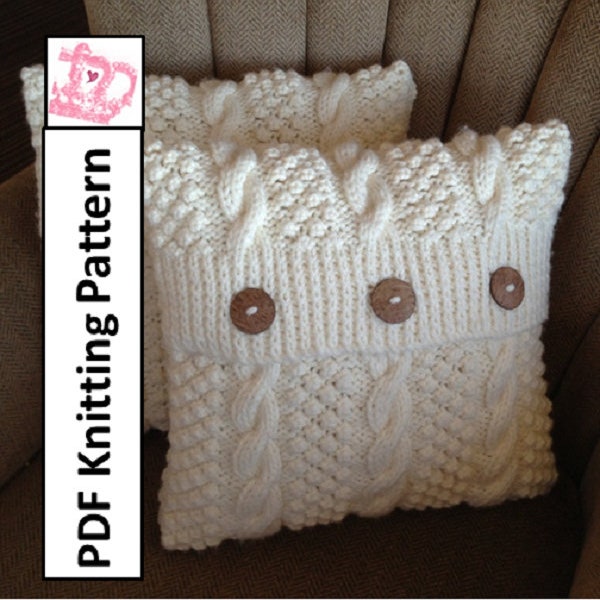 Knit pattern pdf, Cable knit pillow cover pattern, Blackberry Cables in 5 sizes - PDF KNITTING PATTERN