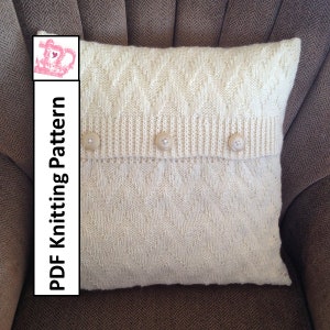 Knit pillow cover pattern, PDF KNITTING PATTERN, knitted cushion pattern, Chevron pillow cover