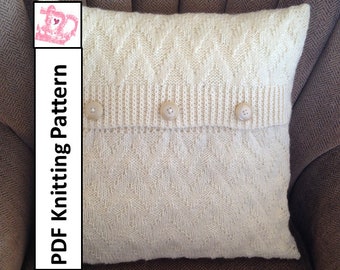 Knit pillow cover pattern, PDF KNITTING PATTERN, knitted cushion pattern, Chevron pillow cover