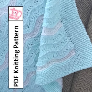 Baby Blanket Knitting Pattern, PDF Knitting Pattern - Waves Baby Blanket/throw/afghan 32x32 80x80cm