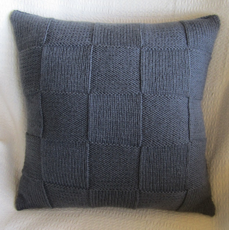 PDF KNITTING PATTERN, knit pattern pdf, knit pillow cover pattern, Simple Squares 20 x 20 pillow cover image 3