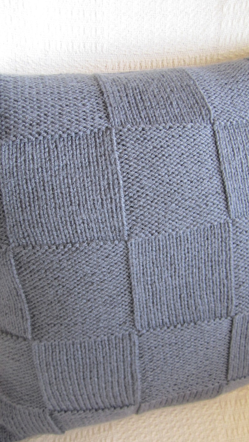 PDF KNITTING PATTERN, knit pattern pdf, knit pillow cover pattern, Simple Squares 20 x 20 pillow cover image 4
