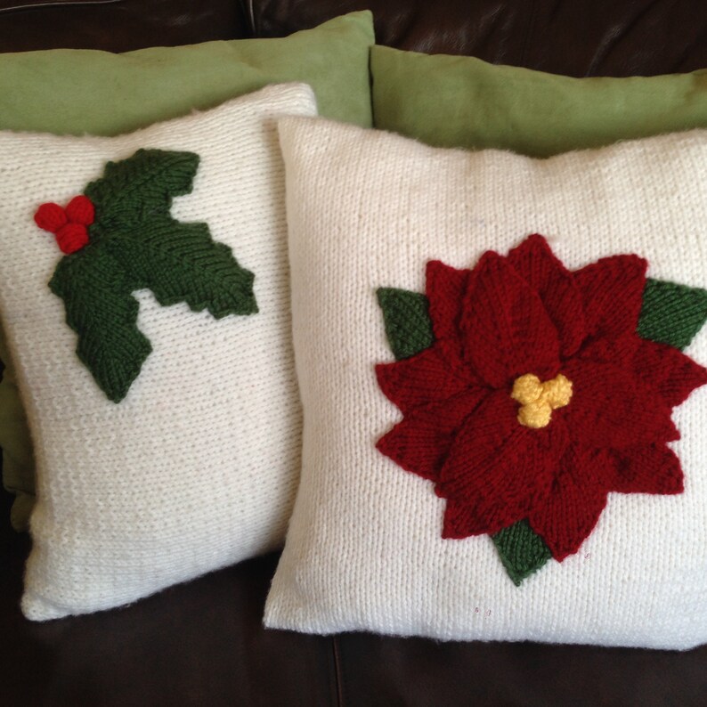 PDF KNITTING PATTERN Christmas Pillow Cover Pattern Holly Etsy