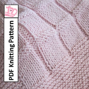 Baby Blanket Knitting Pattern, PDF Knitting Pattern - Baby Blocks Blanket/throw/afghan 28 x 36