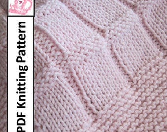 Baby Blanket Knitting Pattern, PDF Knitting Pattern - Baby Blocks Blanket/throw/afghan 28 x 36