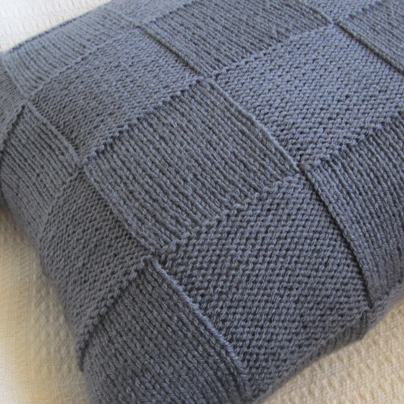 PDF KNITTING PATTERN, knit pattern pdf, knit pillow cover pattern, Simple Squares 20 x 20 pillow cover image 6