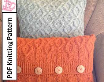 Twists and Turns , Cable knit pillow cover pattern, PDF KNITTING PATTERN, knitted cushion pattern