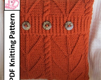 Cable Knit Pillow Cover Pattern, Chunky Cushion, Branching Out (PDF Pattern)