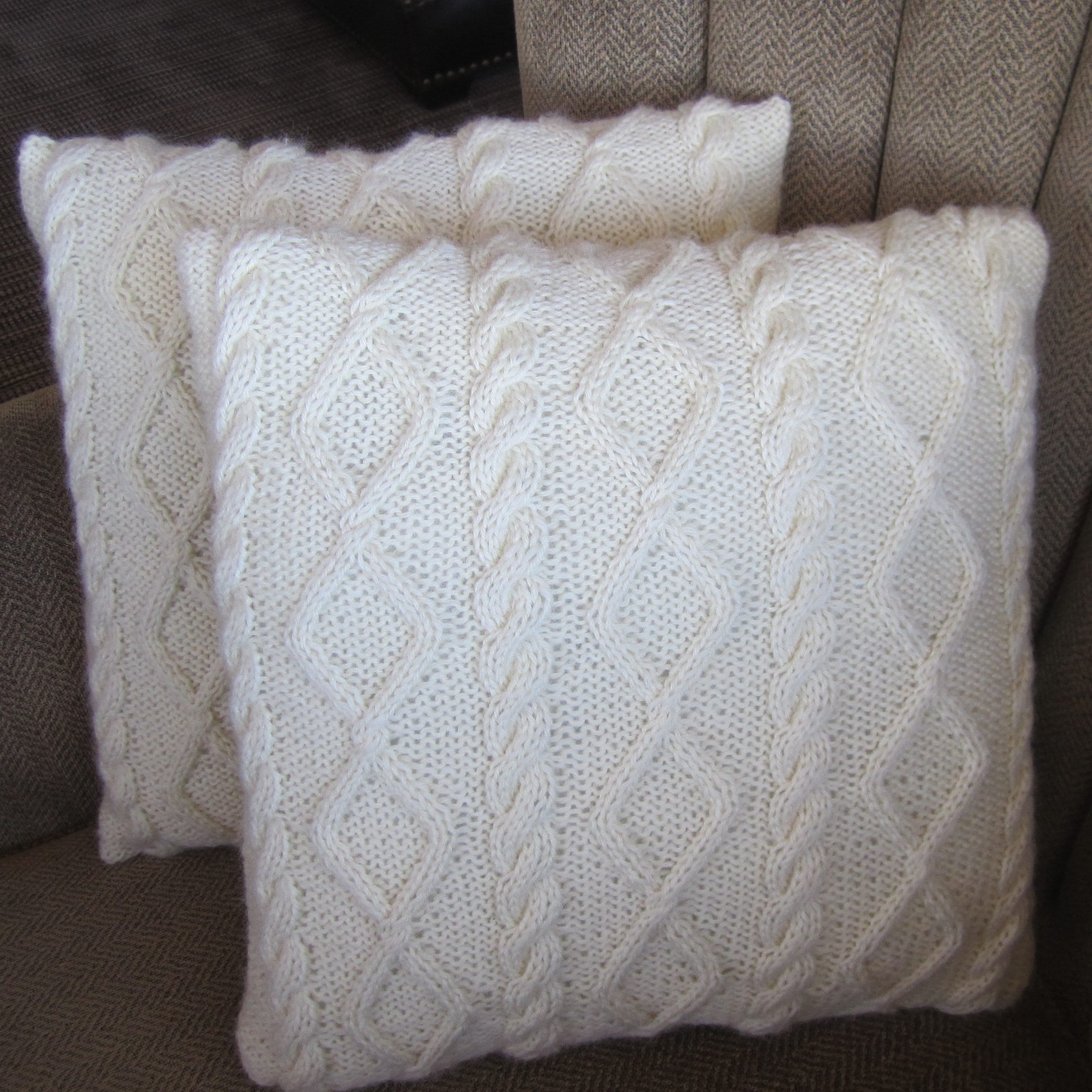 Knit Pattern Pdf Cable Knit Pillow Cover Pattern Diamonds Etsy