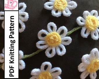 Daisy chain bunting, Flower garland, holiday decoration, part decoration - PDF KNITTING PATTERN