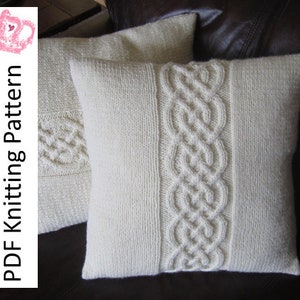 Cable knit pillow cover pattern, knit pattern pdf, Celtic knot cable 16x16 and 18x18 pillow cover - PDF KNITTING PATTERN