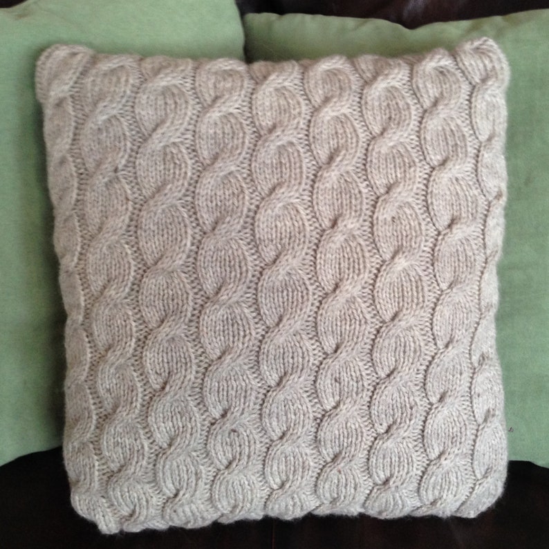 Cable Knit Pillow Cover Pattern Cascading Cable 16 X Etsy