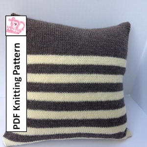 PDF KNITTING PATTERN, knit pillow cover pattern, Stripe pillow cover, 18x18 image 1