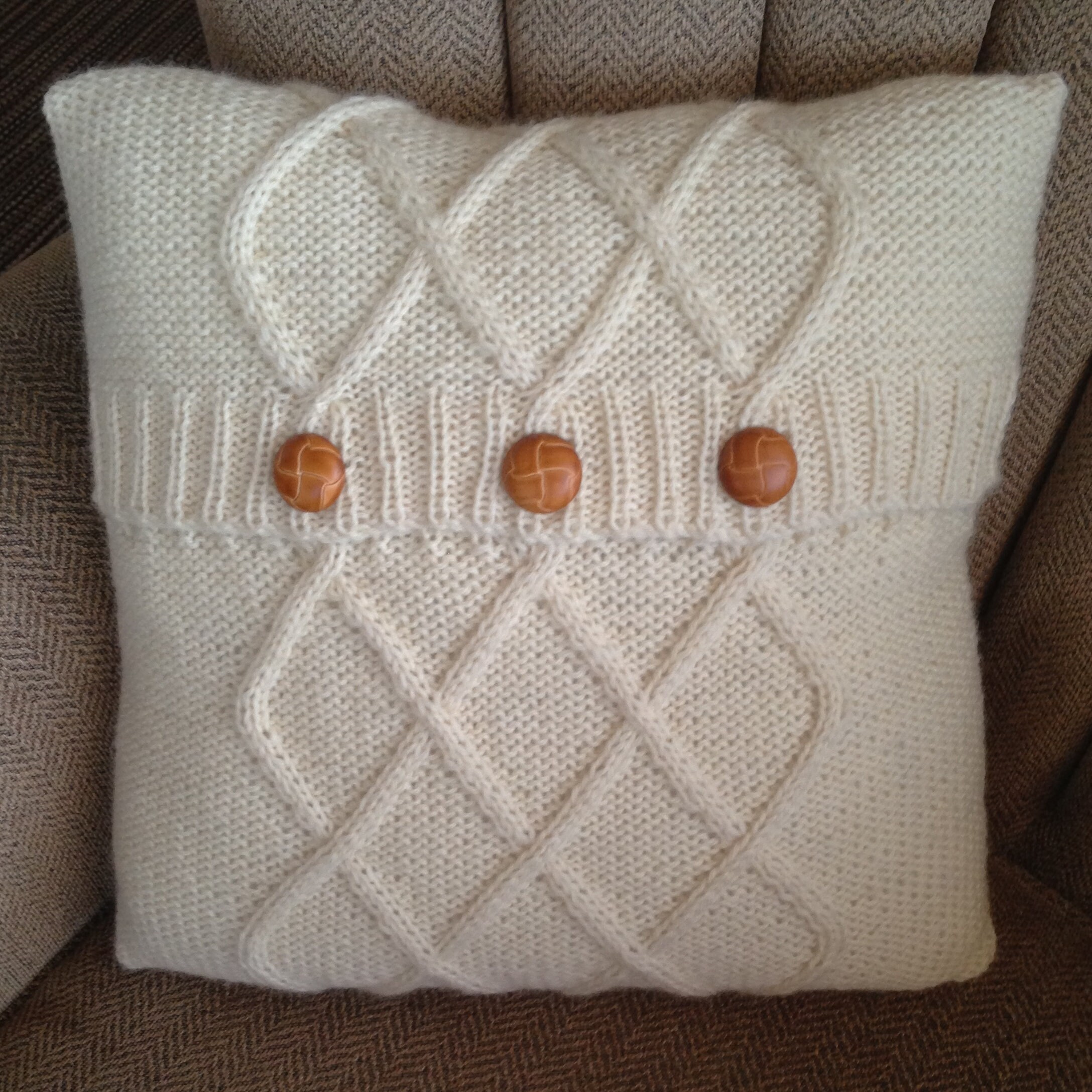 Cable Knit Pillow Cover Knit Pattern Pdf Triple Diamond Etsy