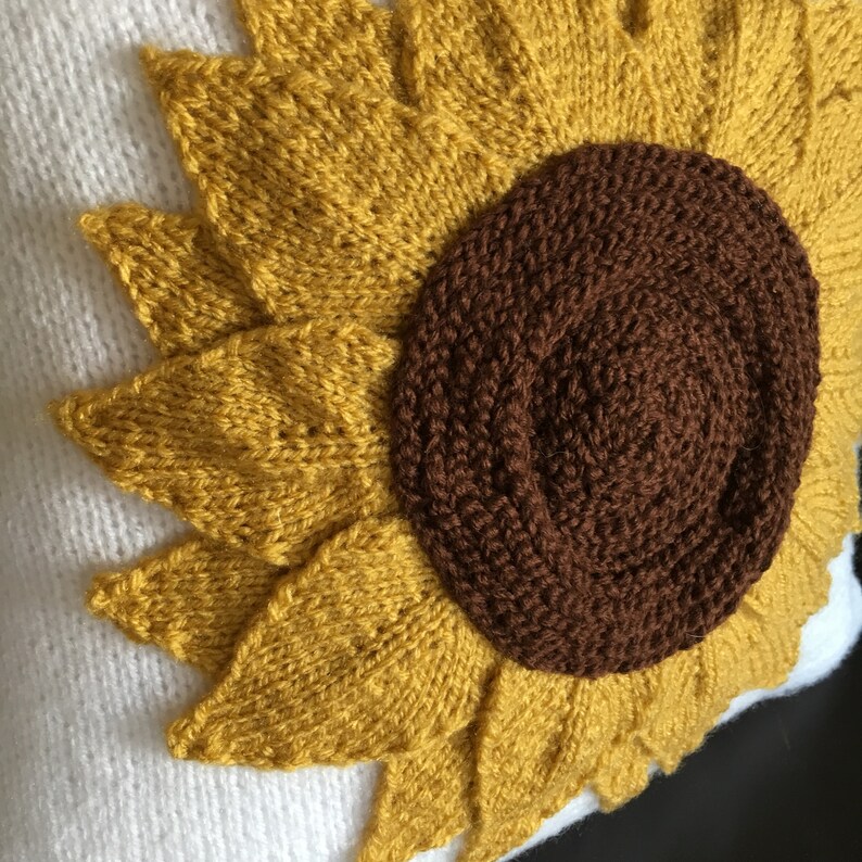 PDF KNITTING PATTERN Sunflower Pillow Knitting Pattern Etsy