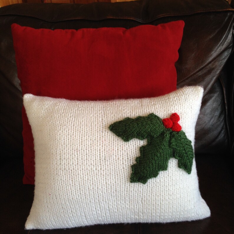 PDF KNITTING PATTERN Christmas Pillow Cover Pattern Holly Etsy
