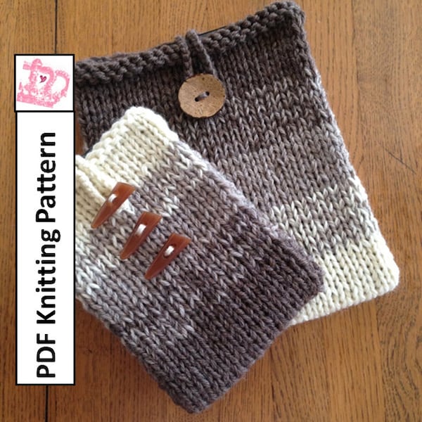 PDF KNITTING PATTERN, Easy Ombre in two sizes - sleeve, cover, case for iPad Mini, Kindle Fire , Nook, E Reader, tablet, iPad