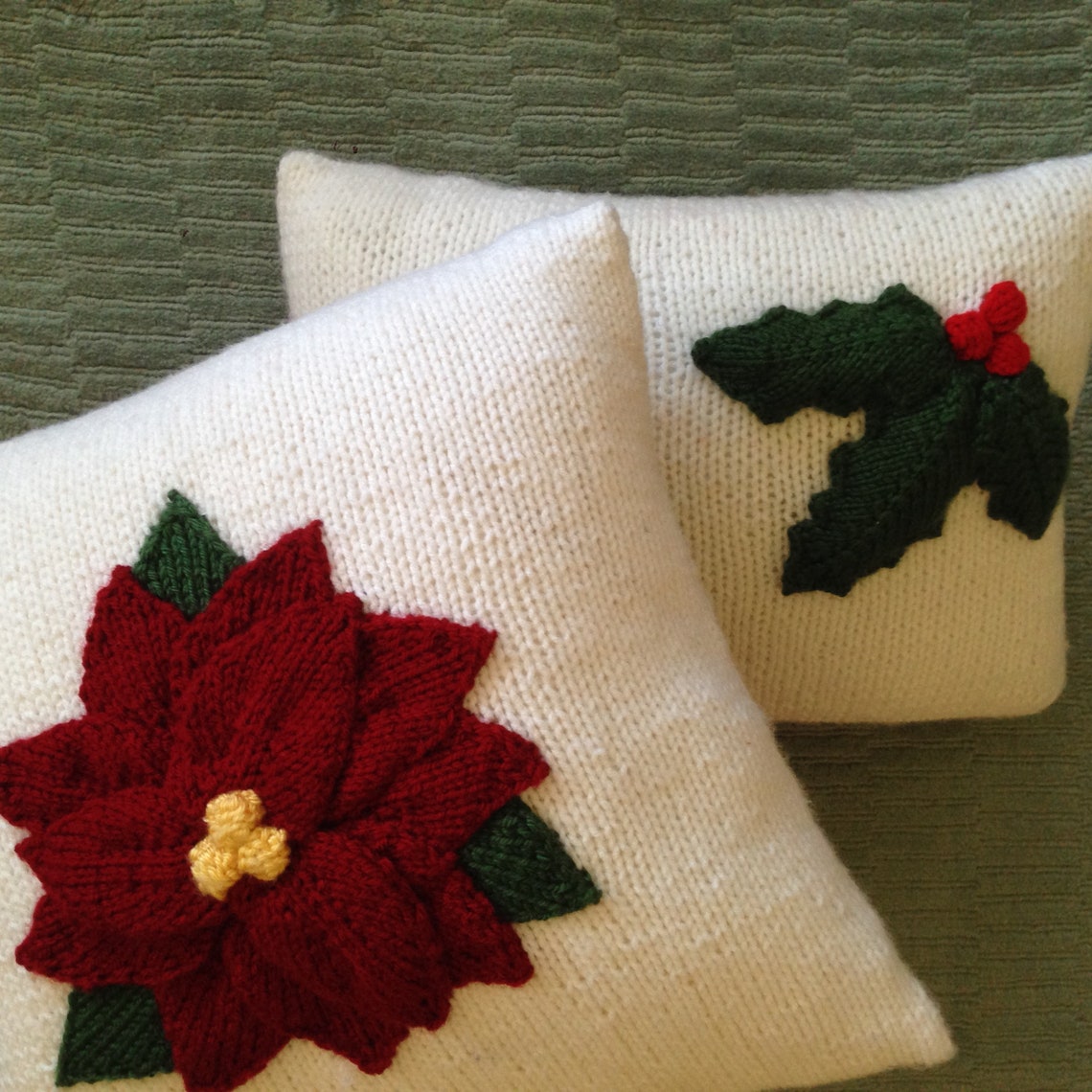 PDF KNITTING PATTERN Christmas Pillow Cover Pattern Holly Etsy