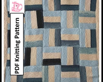 Modello per coperta lavorata a maglia con staccionata, motivo patchwork (modello PDF)