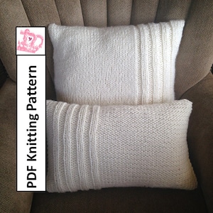 PDF KNITTING PATTERN, Chunky knit Pillow Cover pattern, Rib Panel 12&quot;x20&quot; and 20&quot;x20&quot;