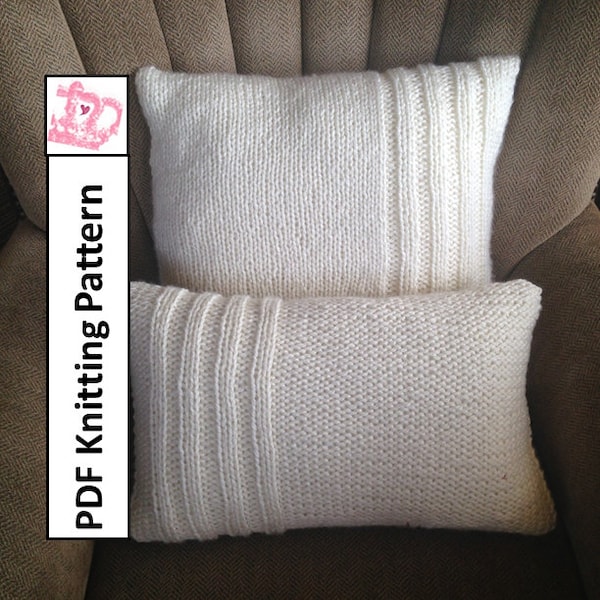 PDF KNITTING PATTERN, Chunky knit Pillow Cover pattern, Rib Panel 12"x20" and 20"x20"