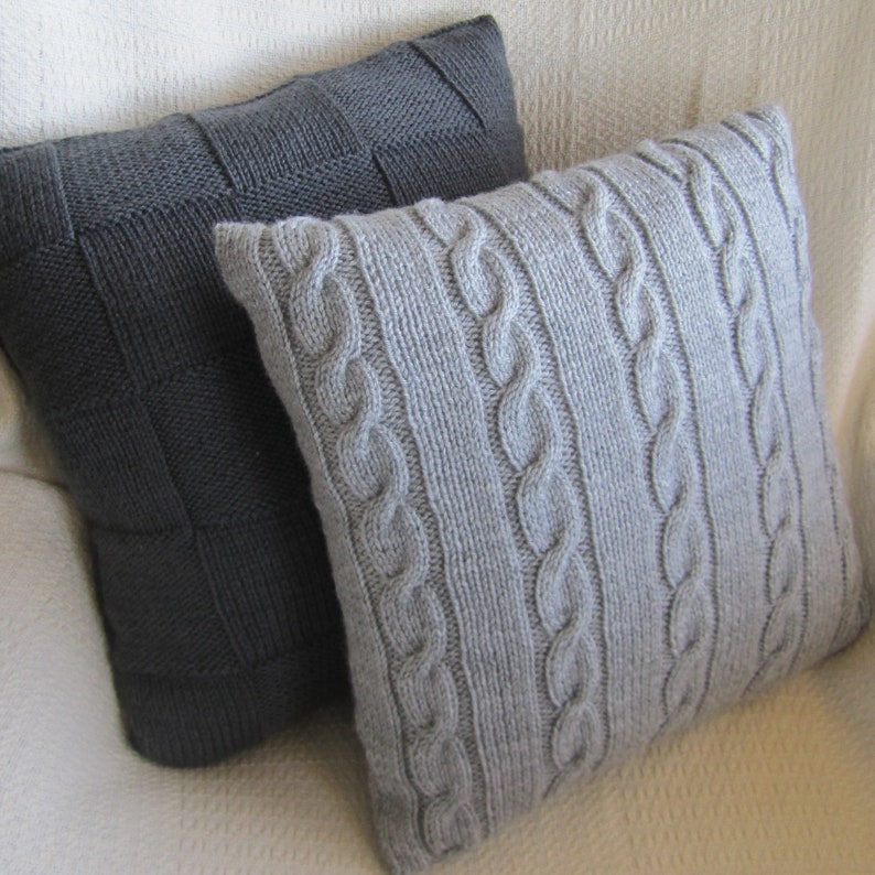 PDF KNITTING PATTERN, knit pattern pdf, knit pillow cover pattern, Simple Squares 20 x 20 pillow cover image 7