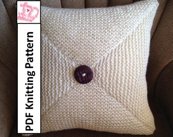 Knit pillow cover pattern, Four Triangles pillow cover, PDF KNITTING PATTERN, knitted cushion pattern, 18"x18" pillow cover pattern