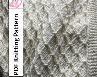 Smocked Blanket Knitting Pattern in three sizes - PDF Knitting Pattern