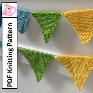 Rainbow Bunting, flags, garland, decoration, party decoration - PDF KNITTING PATTERN