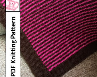Baby Blanket Knitting Pattern, PDF Knitting Pattern - Simple Stripes Baby Blanket/throw/afghan in three sizes