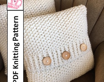 Seed Stitch Knit Pillow Cover Pattern, Beginner Friendly (PDF Pattern)