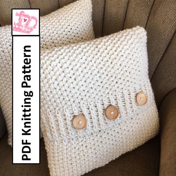 Knit pattern pdf, knit pillow cover pattern, Super Simple Seed Stitch Pillow Cover in 6 sizes - PDF KNITTING PATTERN