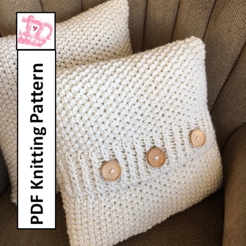 Knit pattern pdf, knit pillow cover pattern, Super Simple Seed Stitch Pillow Cover in 6 sizes PDF KNITTING PATTERN image 1